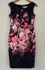 NWT Eliza J. Black Pink Floral Formal Midi Dress Size 8 Petite 8P