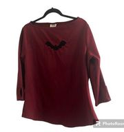 Unique vintage red bat cutout top