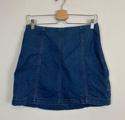Free People | Medium Wash Mini Skirt Zipper Back Size 8