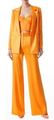 Alice+Olivia Blazer Jacket With Corset Top & Wide Leg Pants Set Orange Women's 0