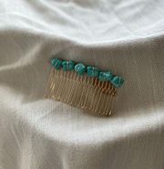 Handmade turquoise stone hair comb