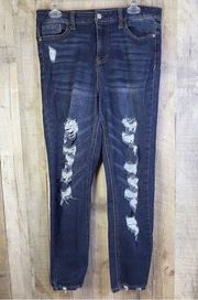 Vanilla Star W30/11 HighRise Skinny Distressed Blue Denim with Straight …