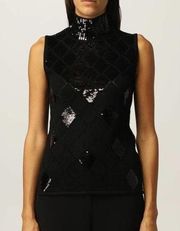 Emporio Armani Black Wool Diamond Sequined Sweater Size 40