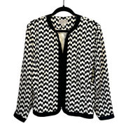 Rare Vintage Y2K Adrianna Papéll Silk Black and White Checkered Blazer sz. 12