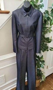 Norton Blue Rayon Long Sleeve Full Zip Jacket (8) & Pant (12) 2 Pc's Suit