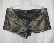 Gold Distressed Denim Shorts