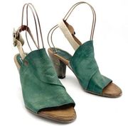 Miz Mooz Millicent Emerald Green Leather Slingback Sandals Size EU 41 US 9.5-10