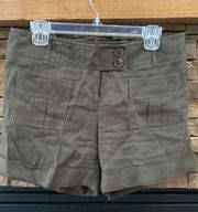 The Limited size 6 linen cuffed shorts olive army green casual cargo pockets