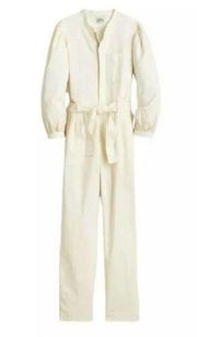 J. Crew Puff-sleeve chino jumpsuit Ivory Size 4 NWOT