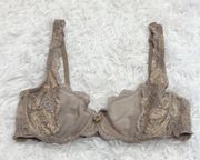 Victoria’s Secret Lace Mesh Unlined Wire Bra Nude 36C