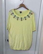 TALBOTS WOMEN LIGHTWEIGHT PINEAPPLE SEQUIN PULLOVER SWEATER TOP SIZE 1X