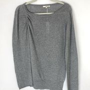 LA Made gray cotton shirred shoulder sweater large NWT