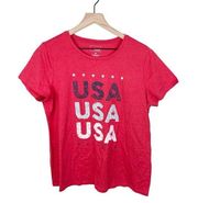 Sonoma Women's Red USA Print Short Sleeve T-Shirt American Patriotic Size XL