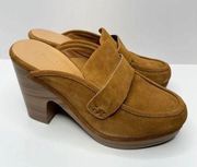 Splendid Clogs Womens 9 Vina Platform Tan Suede Leather Slip On Casual Heels