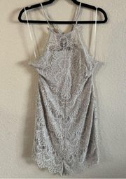 Intimately Free People NWT Shes Got It Gray Lace Slip Bodycon Dress Silver XS