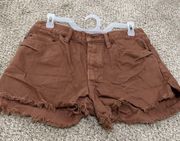 Women’s Size 27  Low Rise Baggy Cut Off Jing Shorts Side Slits & Raw Hem