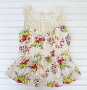 Floral Peplum blouse Size Medium