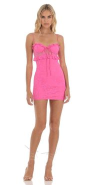 Lucy in the Sky Jacinta Lace Ruffle Dress in Pink