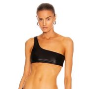 Koral Women size S Daria Revesible Bandeau Bikini Top Black Shine Pompano Orange