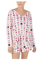 Betsey Johnson womens large Icon ruffle pajama set short long sleeve pj cute new