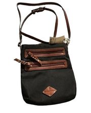 St. John's Bay women's black and brown nylon crossbody bag, nwt