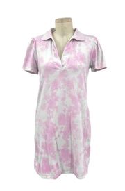 Generation Love Merlynn Tie Dye Polo T-Shirt Dress Pink White Tie Dye Medium