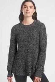 Athleta Sierra Chunky Crew Neck Sweater in Marled Black Size Small