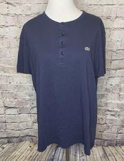 Men's Lacoste Navy Blue 1/4‎ Button Short Sleeve Sm