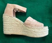 MARC Fisher Beige Leather Wedge Sandals Size 9.5