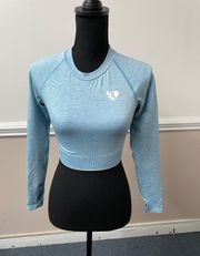 NWT  Move Seamless Long Sleeve Crop Top- Blue Marl Size XS