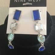 Nine West multi Shape Royal & Light Blue Drop Earr