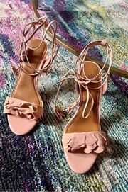 Nordstrom 14th & Union Catarina Lea Pink Faux Suede Strappy Tie Heels Size 11 M