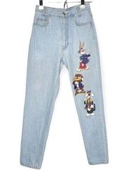 Jerry Leigh Vintage 90s Looney Tunes Disco Jeans Light Wash Size 9 Cartoons