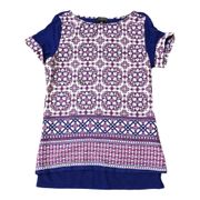 The Limited SMALL PETITE Purple Blue Mixed Material Patterned Blouse