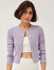 Outdoor Voices CozyRib Cropped Cardigan - Earl Grey Purple Size Cs New with tags