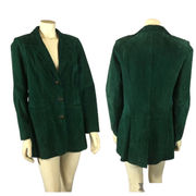 American Vintage Retro Green Suede Car Coat size medium