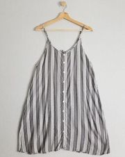 Salty Lemon Shirt Women Large Gray Stripes Sleeveless Top Preppy Summer Blouse