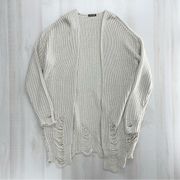 PEYTON JENSON distressed oversized cream cardigan sweater s