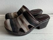 BOC s Neutrals Striped Linen Slip On Clogs Mules