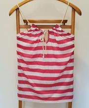 Derek Heart Pink Striped Nautical Front Tie Top L