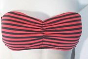 Padded Striped Strapless Bikini Top, Color- Coral Slate, Sz L