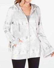 NWT Ideology Women's Tie Dye Bell Sleeve Hoodie Grey Whisper Size Small