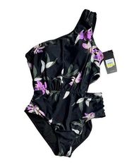 Jones New York Women's Floral Printed One-Piece Swimsuit Sz M