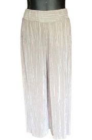 boohoo mini-pleats wide leg pant in cream tan Size 10