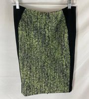 Elie Tahari Tweed Pencil Skirt Green Black Size 4