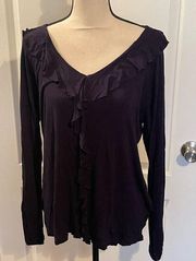 Linda Matthew’s Black long sleeved shirt. Large.