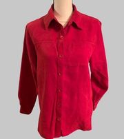 Vintage Studio Works VERY Soft Polyester Button Down Shirt Blouse Sz S Red