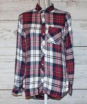 Kenneth Cole Reaction Gingham Women's Plaid button down Top Size Small