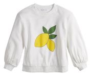 Women’s Popsugar White Lemon Sweatshirt Top Size Small
