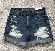 American Eagle  Super High Rise Distressed Mom Jean Shorts